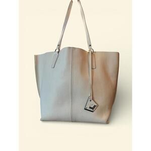 Botkier Leather Tote Bag Cream with Silver Inside